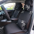 Classic Plaid Bowknot Car Seat Covers Women Girls Cotton Automobile Protection Cushion 10pcs Sets - Black