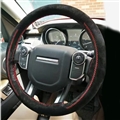 DIY Weaving Leather Car Steering Wheel Covers Hand-Stitched Knitted Universal 38CM - Black Red