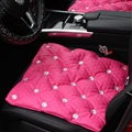 Diamond Studded Crystal Leather Auto Front Seat Cushion Woman Universal Pads 1pcs - Rose