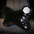 Fashion Diamond Camellia Car Neck Pillows Headrest Soft Plush Auto Interior Decoration 1pcs - Black White