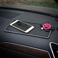 Female Camellia Rhinestone Automobile Non-Slip Mat PVC Car Anti-Slip Pads Plastic - Black
