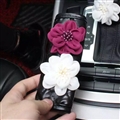 Floral 1pcs Crystal Auto Handbrake Covers Leather Diamond Brake Case Auto Interior Decro - Black