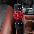 Floral 1pcs Crystal Car Handbrake Covers Plush Diamond Brake Case Auto Interior Decro - Black