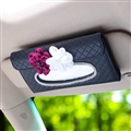 Floral Bling Leather Automotive Tissue Paper Box Holder Case Seat Back Hanging Tissue Bag - Black