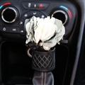 Flower 1pcs Car Gear Covers Leather Ice Silk Shift Cover Auto Interior Decro - Black