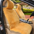 Luxury Australia Wool Car Seat Cushion Winter 100% Genuine Fur Sheepskin 1pc Front Cover - Yellow