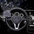 New Flower Pu Leather Handle Car Steering Wheel Covers 15 inch 38CM - Black