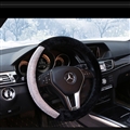 New Rhinestone Winter Plush Crystal Steering Wheel Case For Women Car Accessories - Black