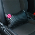 Pretty Camellia Women Rhinestone Car Seat Waist Pillows PU Leather Rectangle Cushions 1pcs - Black