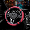 Pretty Car Steering Wheel Wrap Ice Silk Leather 15 Inch 38CM - Red