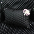 Pretty Flower Female Rhinestone Car Seat Waist Pillows PU Leather Rectangle Cushions 1pcs - Black