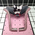 U Shape Universal Car Mobile Phone Holder Crystal Glasses Puppy Air Vent Mount Clip Stand GPS - Pink