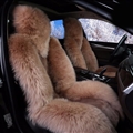 Winter Long Wool Auto Cushion Universal Genuine Sheepskin Car Seat Covers 1Piece Front Cover - Camel
