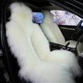 Winter Long Wool Auto Cushion Universal Genuine Sheepskin Car Seat Covers 1Piece Front Cover - White