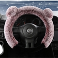 Winter Plush Car Steering Cover Cute Cartoon Panda Rabbit Case Warm Heated Auto Wheels Covers - Pink
