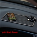 Women Camellia Rhinestone Automobile Non-Slip Mat PVC Car Anti-Slip Mats Plastic - Black