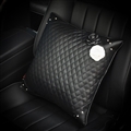 Beautiful Camellia Women Rhinestone Auto Seat Lumbar Pillows PU Leather Square Cushions 1pcs - Black