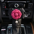 Camellia 1pcs Crystal Car Gear Covers Leather Diamond Shift Cover Car Interior Decro - Black