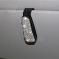 Crystal Car Fastener Clip Sun Visor Sunglasses Women Diamond Decorative Card Ticket Clip Holder - White