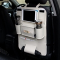 Leather Large Waterproof Felt Auto Seat Back Organizer Holder Pocket Hanger Storage Bag - White