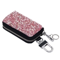 Luxurious Beautiful Crystal Genuine Leather Auto Key Bags Key Chain - Pink
