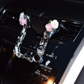 U Shape Flower Car Mobile Phone Holder Crystal Rhinestone Air Vent Mount Clip Stand GPS - White