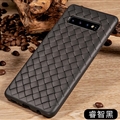 BV Woven Shield Back Covers Silicone Cases Knitted pattern Skin for Samsung Galaxy S10 - Black