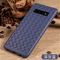 BV Woven Shield Back Covers Silicone Cases Knitted pattern Skin for Samsung Galaxy S10 - Blue