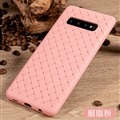 BV Woven Shield Back Covers Silicone Cases Knitted pattern Skin for Samsung Galaxy S10 - Pink