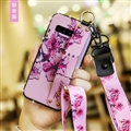Lanyard Flower Silica Gel Shell TPU Shield Back Soft Cases Skin Covers for Samsung Galaxy S10 Plus S10+ - Purple