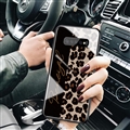 Lanyard Leopard Print Mirror Surface Silicone Glass Covers Protective Back Cases For Samsung Galaxy S10 - Black