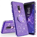 Luxury Rhinestone Holder Soft Case Protective Shell Cover for Samsung Galaxy S9 Plus S9+ - Purple