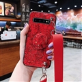 Ultrathin Matte Cases Lanyard Slanting Girl Back Covers for Samsung Galaxy S10 Plus S10+ - Red