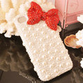 Bling Bowknot Crystal Cases Rhinestone Pearls Covers for iPhone 11 Pro Max - Red