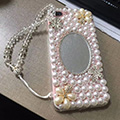 Flower Mirror Pearl Covers Rhinestone Diamond Cases For iPhone 6S - 02