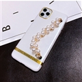 Fashion Bling Pearl Bracelet Covers Rhinestone Diamond Cases For iPhone X - White
