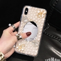 Flower Mirror Pearl Covers Rhinestone Diamond Cases For iPhone X - 02