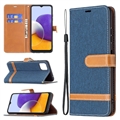 Business Bracket Ultrathin Leather Flip Cases Holster Covers For Samsung Galaxy A22 4G/5G LTE - Blue