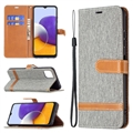 Business Bracket Ultrathin Leather Flip Cases Holster Covers For Samsung Galaxy A22 4G/5G LTE - Gray