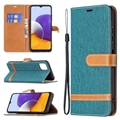 Business Bracket Ultrathin Leather Flip Cases Holster Covers For Samsung Galaxy A22 4G/5G LTE - Green
