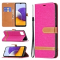 Business Bracket Ultrathin Leather Flip Cases Holster Covers For Samsung Galaxy A22 4G/5G LTE - Rose