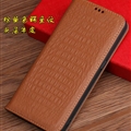 Classic Real Leather Flip Cases Genuine Holster Covers For Samsung Galaxy F52 5G - Crocodile Yellow