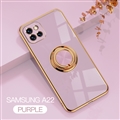Finger Ring Magnet Metal Plating Shield Silicone Soft Cases Bracket Covers For Samsung Galaxy A22 4G/5G LTE - Purple