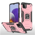 Holder Magnet Defence Shield Silicone Hard Cases Skin Covers For Samsung Galaxy A22 4G/5G LTE - Pink