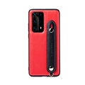 Holder Real Leather Back Cases Wrist Covers For Huawei P40/P40 Pro/P40 Pro+ - Cowhide Red Black