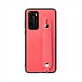 Holder Real Leather Back Cases Wrist Covers For Huawei P40/P40 Pro/P40 Pro+ - Cowhide Red