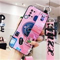 Personality Camera Silicone Lanyard Covers Wristband Back Shell Soft Cases For Samsung Galaxy F52 5G - Pink