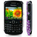 Purple Zebra Rhinestone 3D Bling Case For Blackberry 8520
