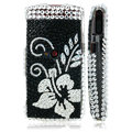 100% Brand New Clear Flower Crystal Bling Hard Plastic Case For Sony Ericsson Vivaz