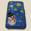 100% Brand New Crystal Blue Snowman Rhinestone Bling Hard Plastic Case For Apple iphone 3G 3Gs